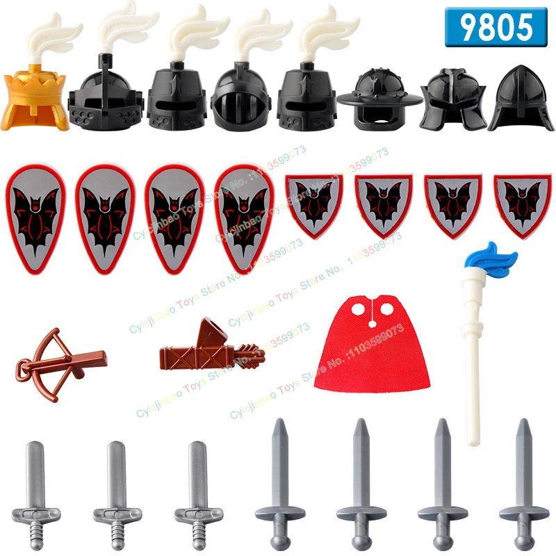 Medieval Knight Bat Knight Accessories Shield Spear Armor Building Block bricks Mini Action Figure Chilldren Toy AX9805