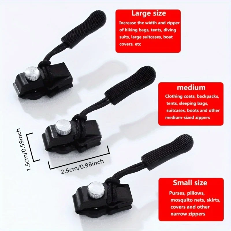 3-6pcs Universal zipper Quick Repair slider - easy to install seamless replacement zipper head for jackets, luggage and more