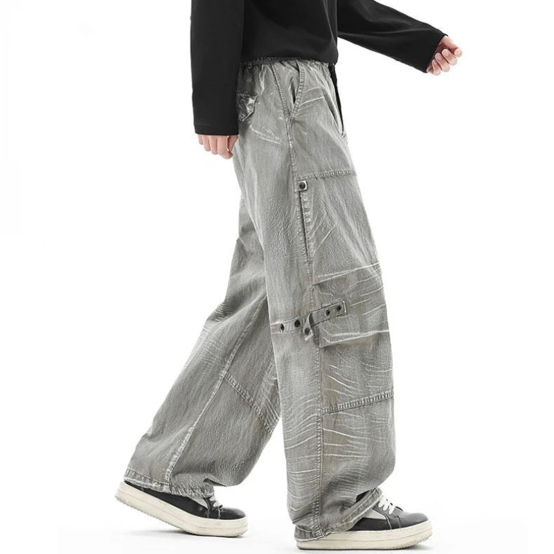 

Men's Trendy Workwear Pants - Breathable Cotton Blend Utility Casual Pants, Minimalist Style, Suitable for Jogging Daily Commute