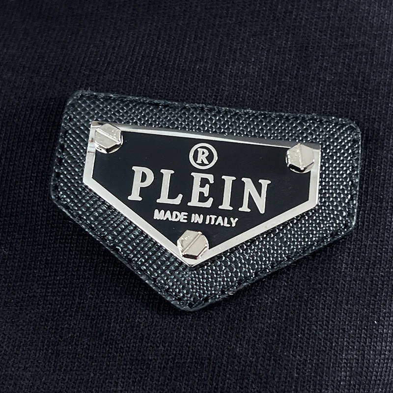 AlexPlein Skulls Rhinestones Diamonds Men's Fashion Clothing Streetwear Trendy Unisex 2023 Summer Round Neck ShortSleeve Cotton