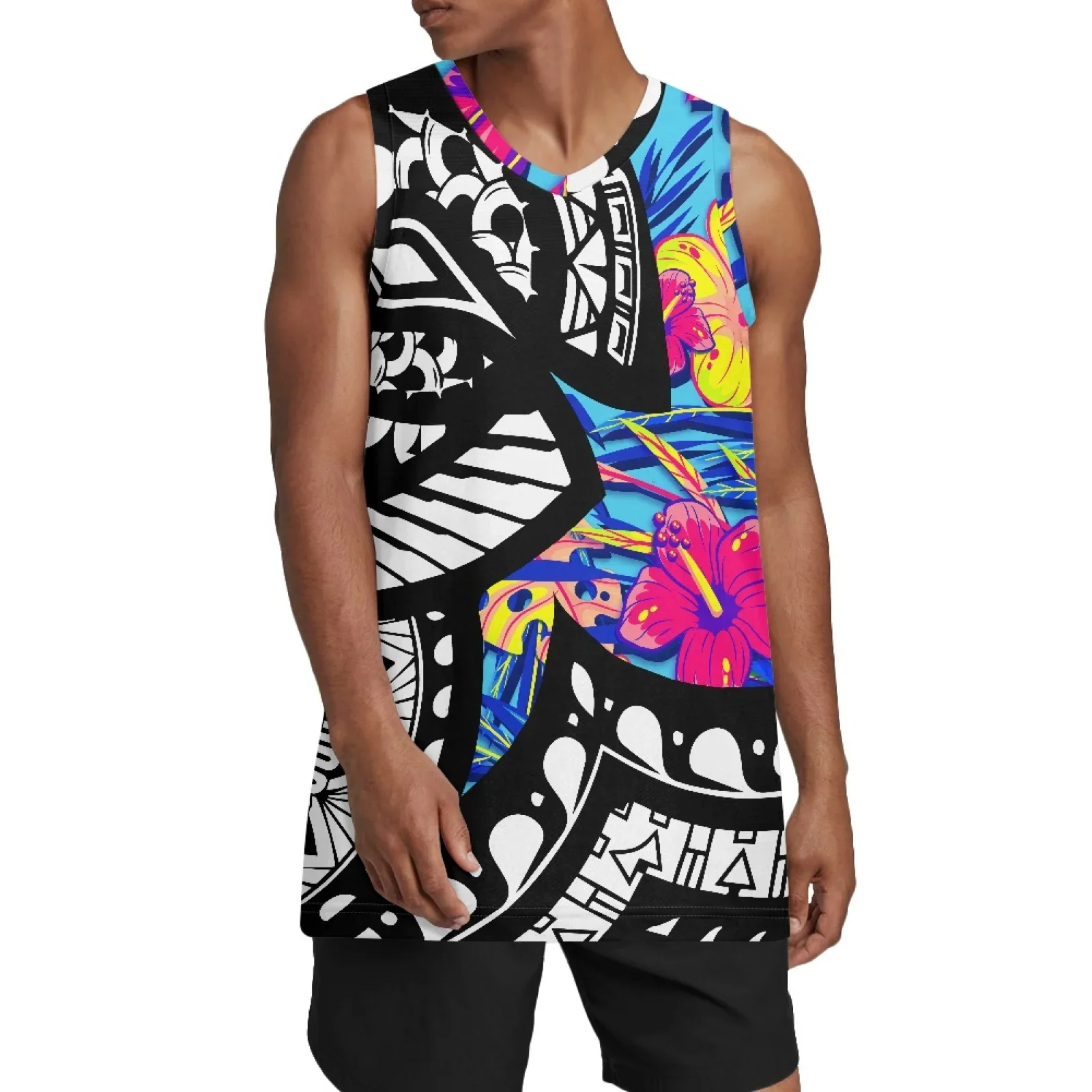 Polynesian Tribal Tongan Totem Tattoo Tonga Prints Men's Mesh Active Athletic Tech Tank Top - Workout & Training Activewear HOT