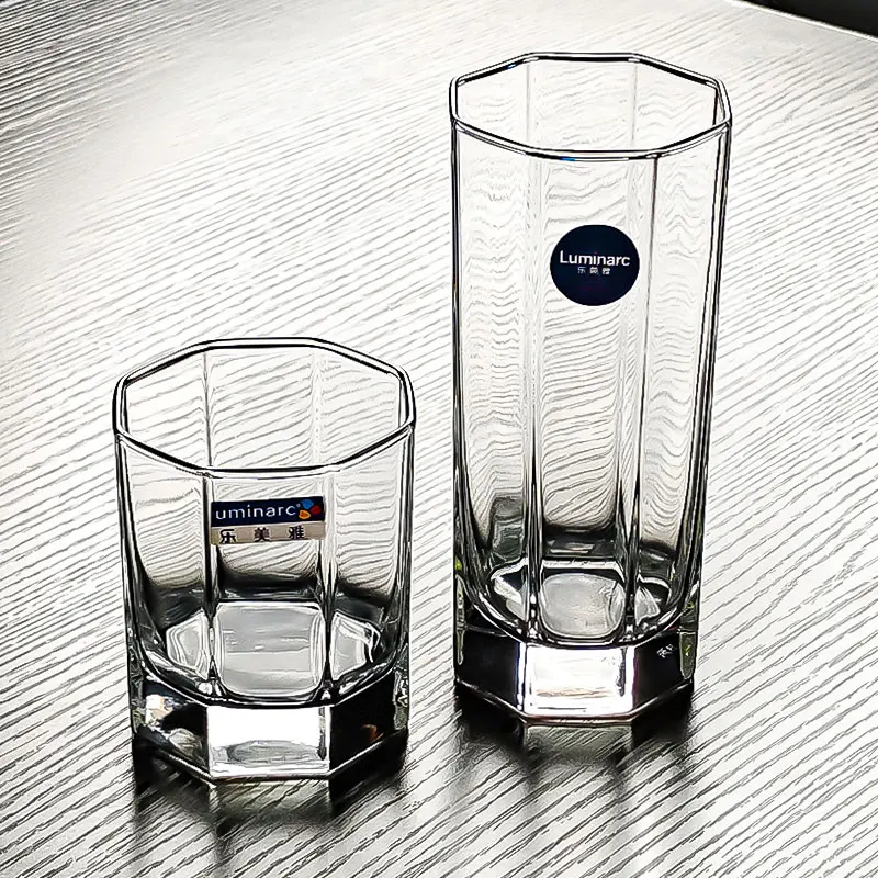 Luminarc Tempered Glass Cup Beer Glass Hexagonal Six-sided High Temperature Resistant Water Cup Heat Resistant Beverage Cup