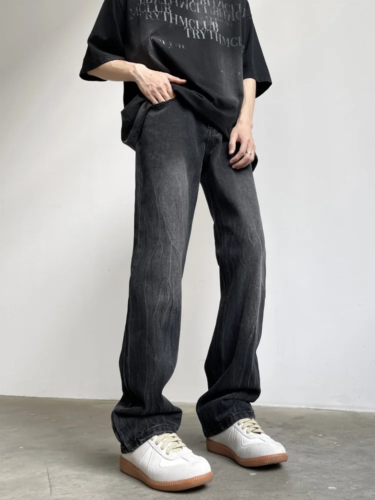 

Bla Summer Thin Straight Loose Wide Leg Jeans Men's Wear Waed American High Street Cool Trousers Youth Faion Jeans