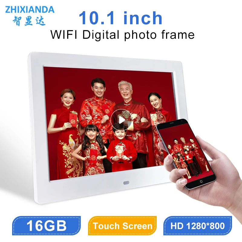 mini smart digital photo frame imagem eletronica 16gb de memoria rotacao automatica 1280x800 hd ips android touch screen wifi 101 01