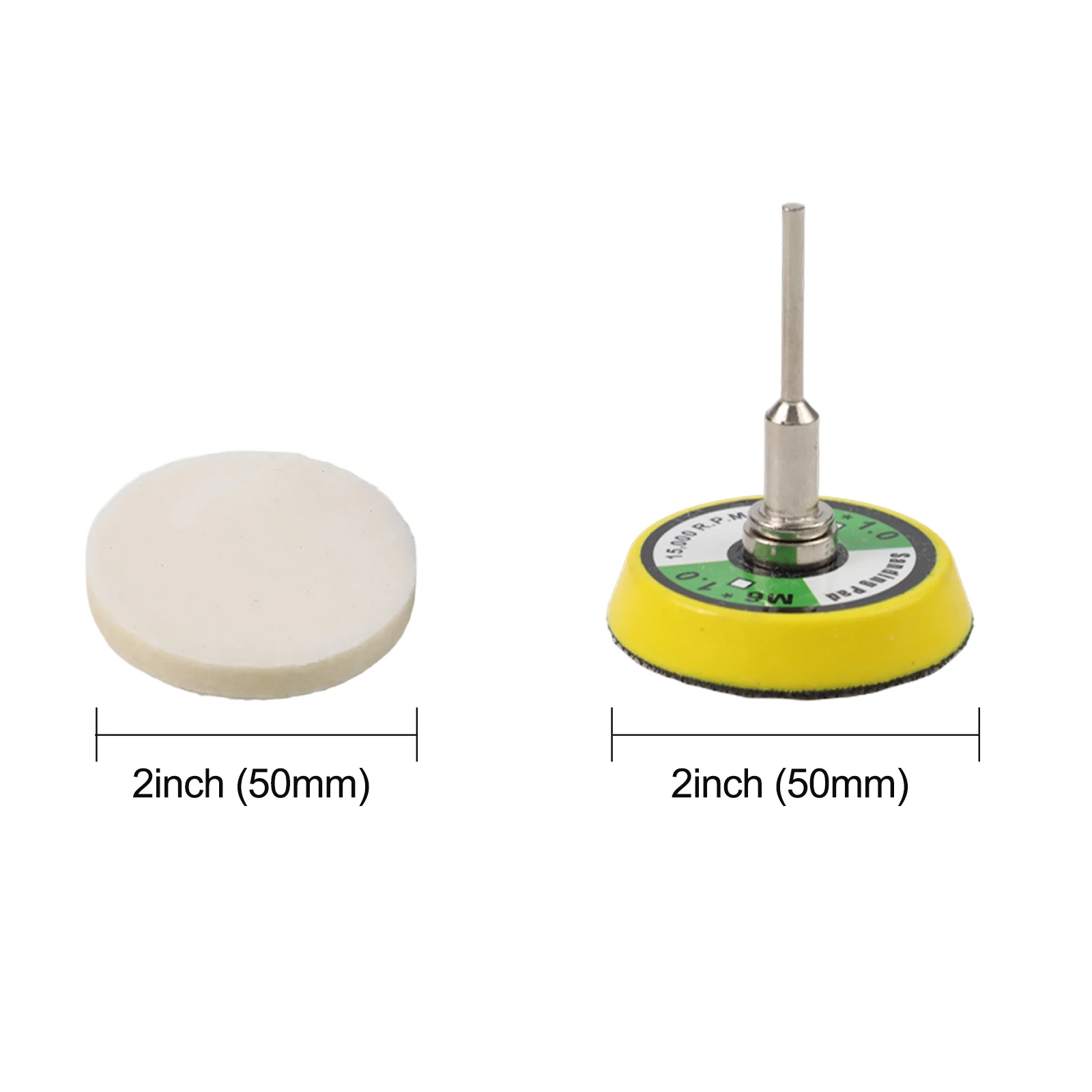 Wool Felt Polishing Pads 50mm 11pcs with Mandrel for Metal Glass Wood Plastic Stone Grinding Buffing Finishing