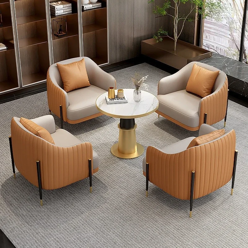 Sofá ligero de lujo para recepción del vestíbulo del hotel, asiento de tarjeta, salón de belleza, oficina de negocios, negociación, sofá para invitados