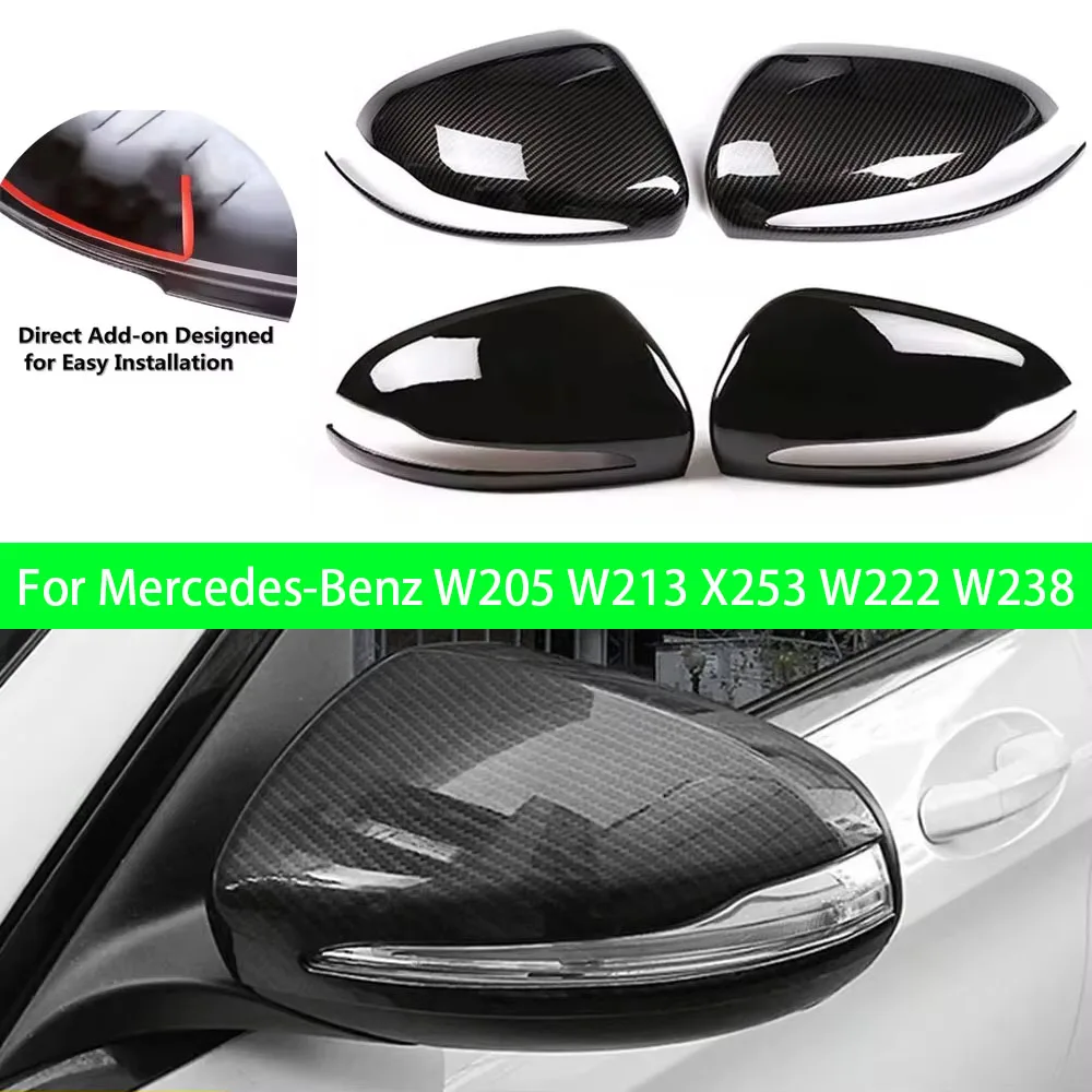 For Mercedes-Benz E GLC S C Class W205 W213 X253 W222 W238 LHD Rearview Side Mirror Cover Wing Cap Exterior Rear View Trim Car