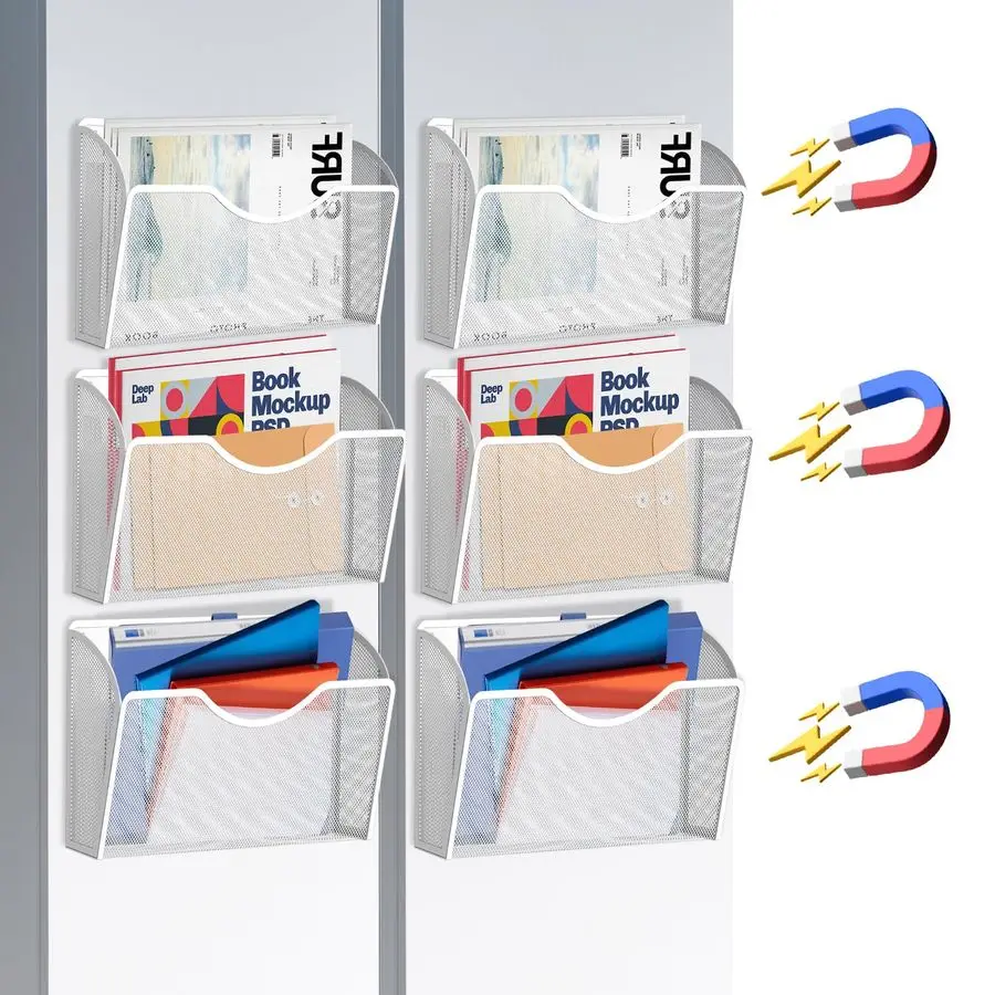 

Магнитный держатель для файлов и документов, органайзер для бумаги и почты, без сверления, подвесная полка для журналов на холодильник