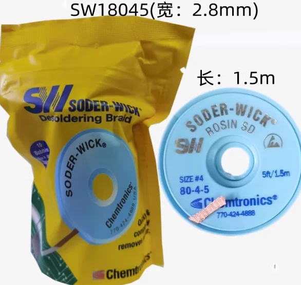 

SW18025 SW18035 SW18045 Tin Suction Wire In Addition 10pcs/lot The Best Desoldering Wick Lead-free Anti-Static Tin Suction Braid