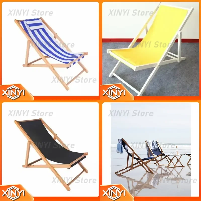 Solid Wood Lounge Chair Folding Chair for Outdoor Balcony Patio Beach Sunbed for Breakfast Lunch Break Relaxation Comfortable