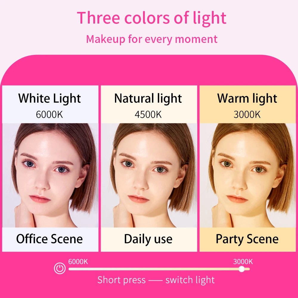 مرآة سفر LED مع أضواء، مرآة مكياج مدمجة محمولة مع سطوع قابل للتعديل، مثالية للمنزل والسفر والمهنة #3