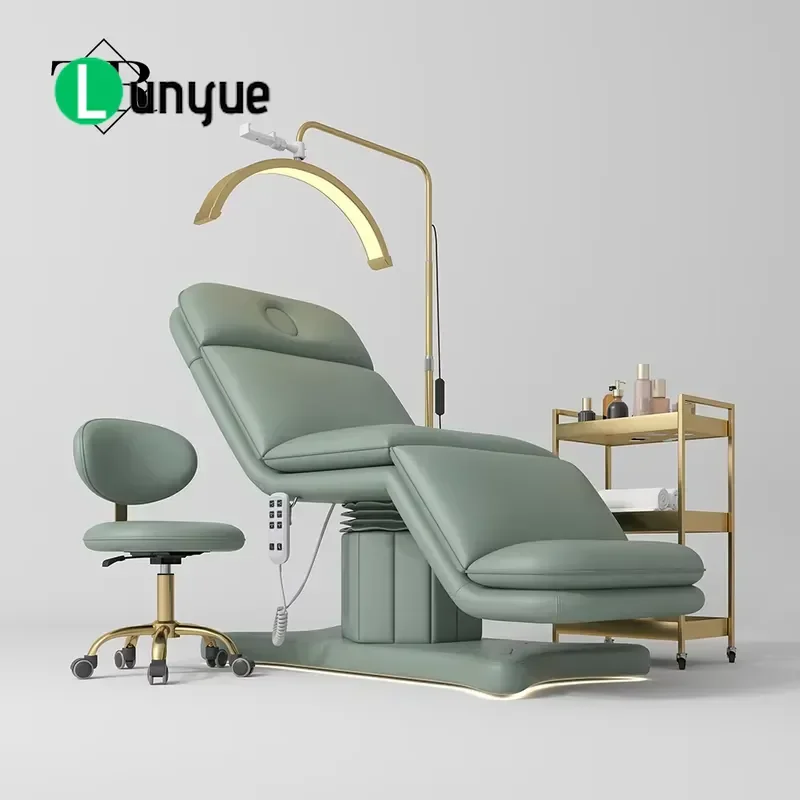 Electric Beauty Bed 3 Motors PU Leather Solid Wood Modern Furniture Set For Spa Tattoo Massage Comfortable Durable