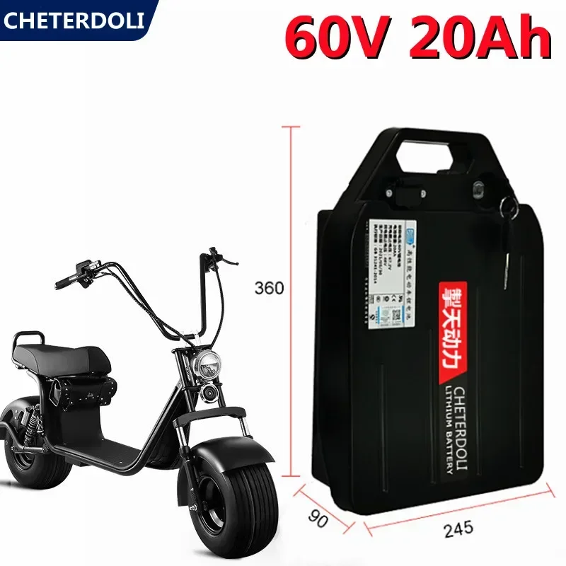 18650 Rechargeable 60v 20Ah Li Ion Battery for 1000w 1500w Citycoco X7 X8 X9 Trolling Motor Lithium Battery + 2A Charger