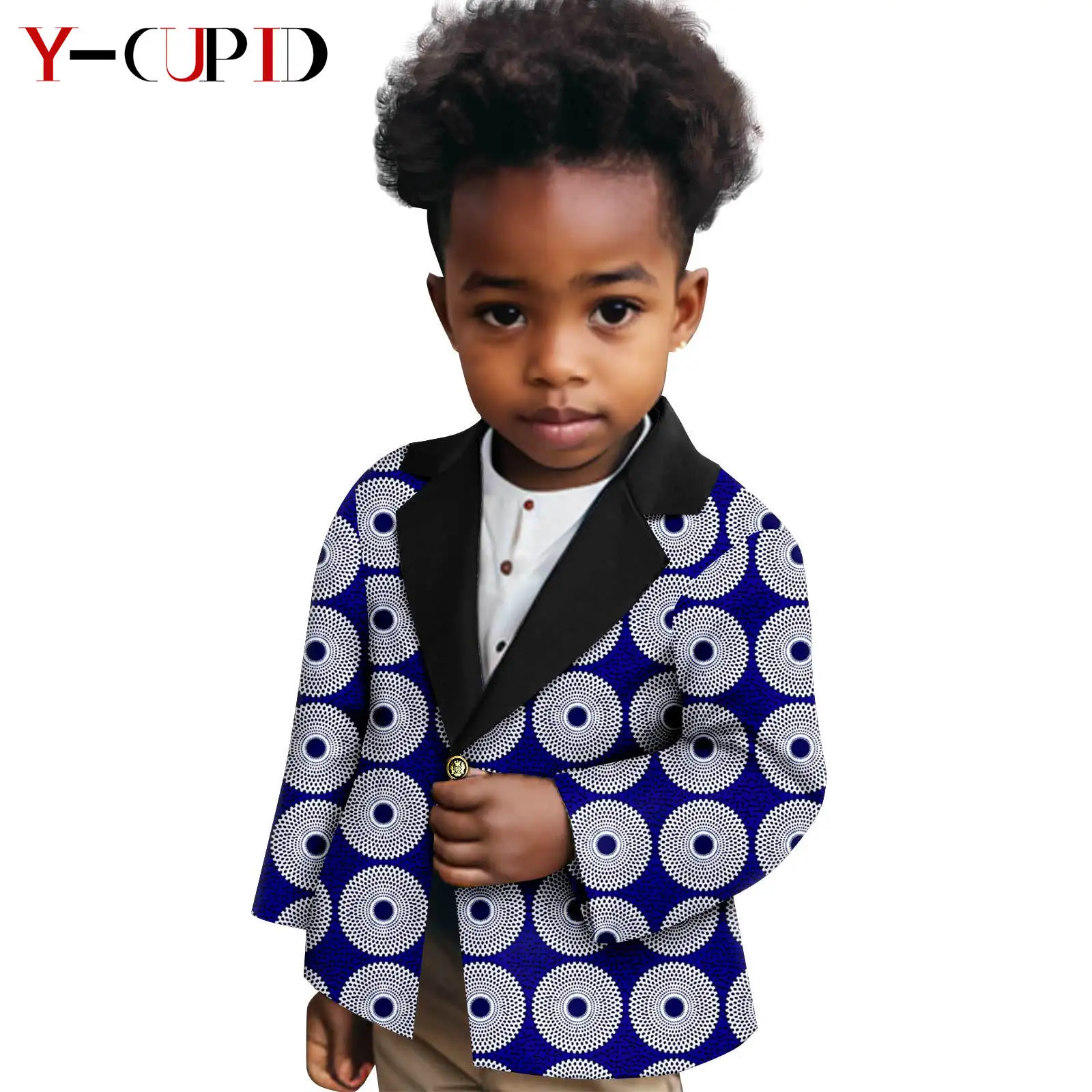 

Africa Clothing Dashiki Boy Print One Button Jackets Coat Bazin Riche Children Kids Outfits Ankara Patchwork Outwear Y234026