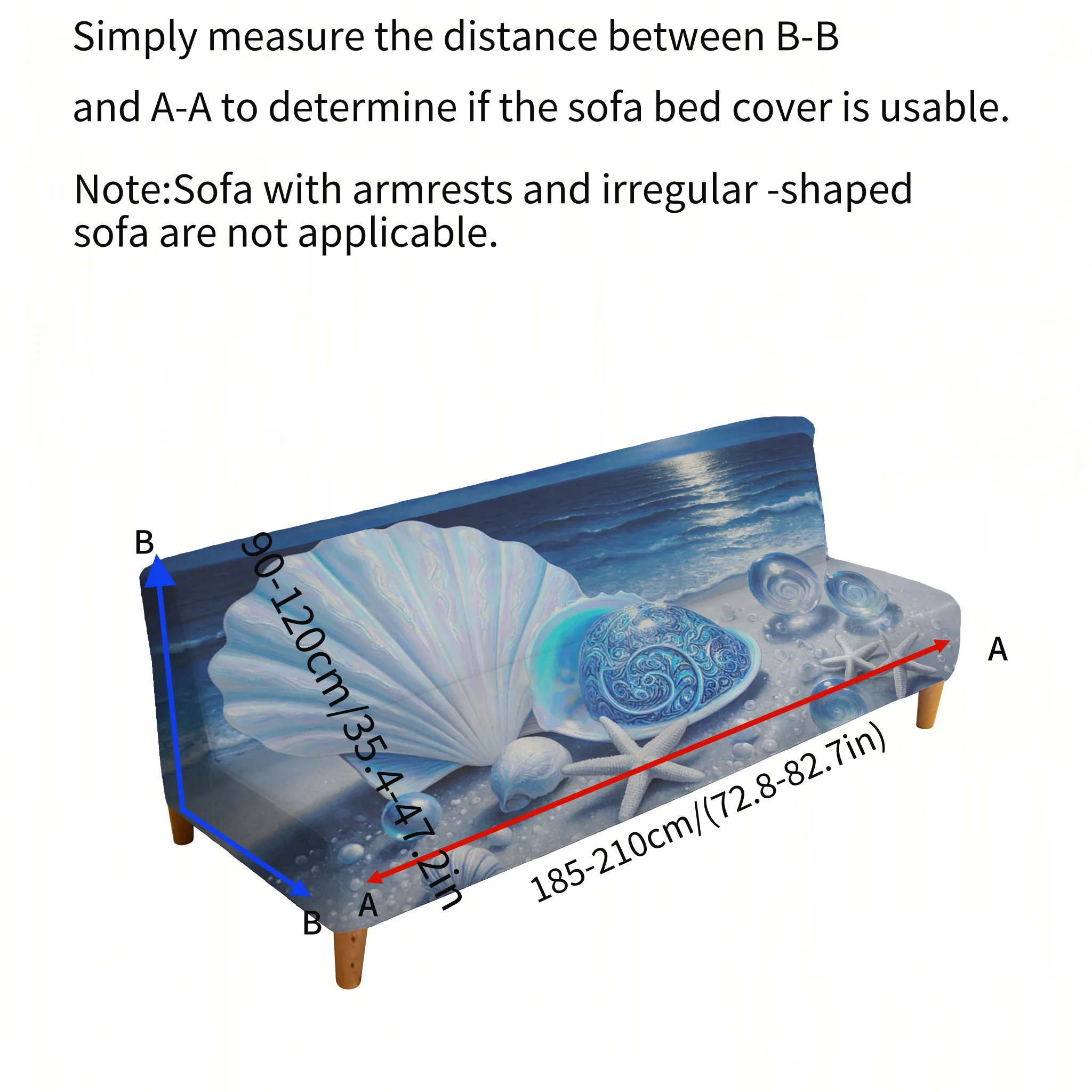 Shell starfish sofa without armrests, bed cover, non-slip and scratch-proof furniture protective cover, easy installation