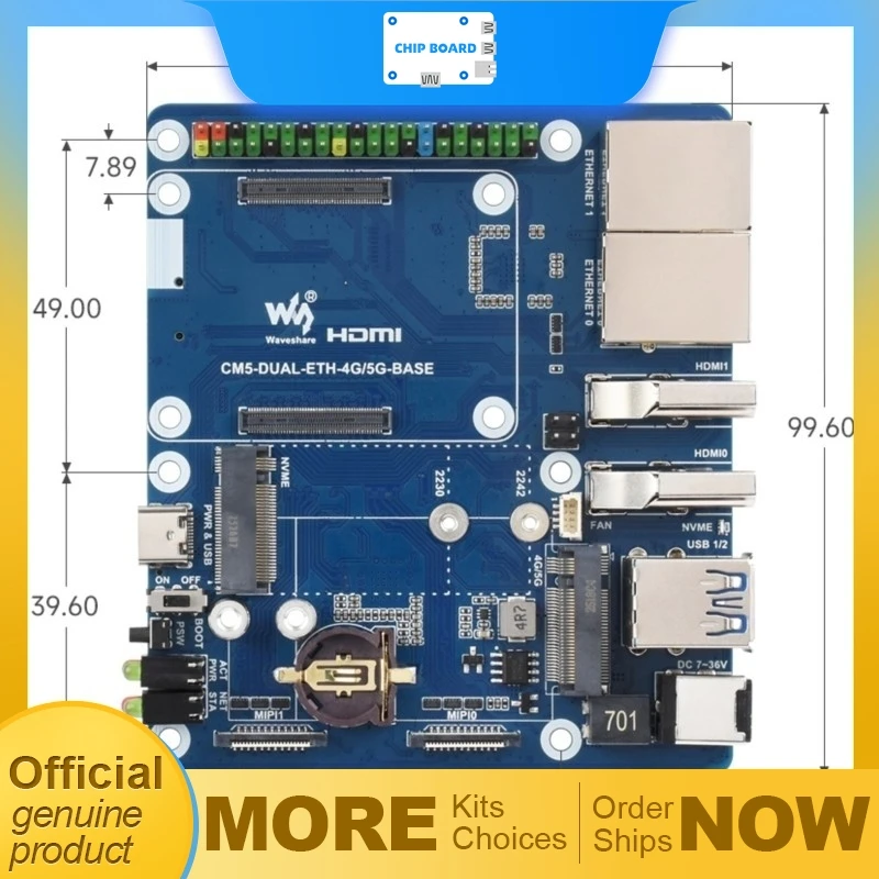 Dual Ethernet carrier board for Raspberry Pi CM5 featuring USB 3.2 expansion and optional 4G or 5G cellular modules