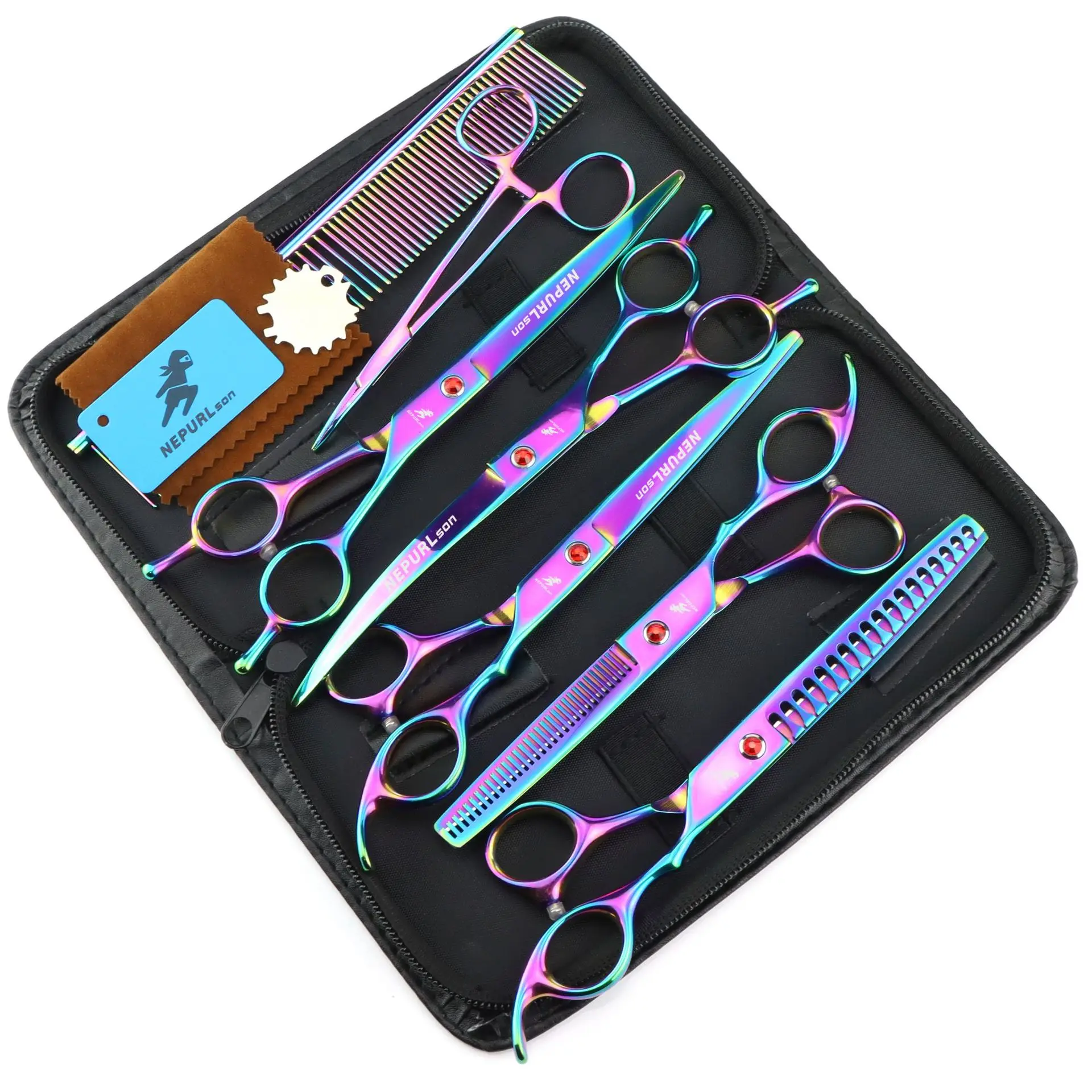 Ножницы для ухода за собаками, 7 дюймов, японские филировочные ножницы из нержавеющей стали, прямые ножницы, ножницы для домашних животных, изогнутые ножницы для собак, дропшиппинг