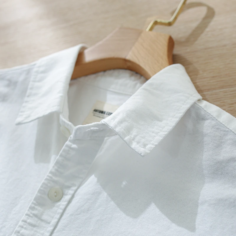 

Летняя мужская рубашка из оксфордской ткани из чистого хлопка, свободного кроя, в стиле ретро, белая, с коротким рукавом, дышащая, модная, в городском стиле