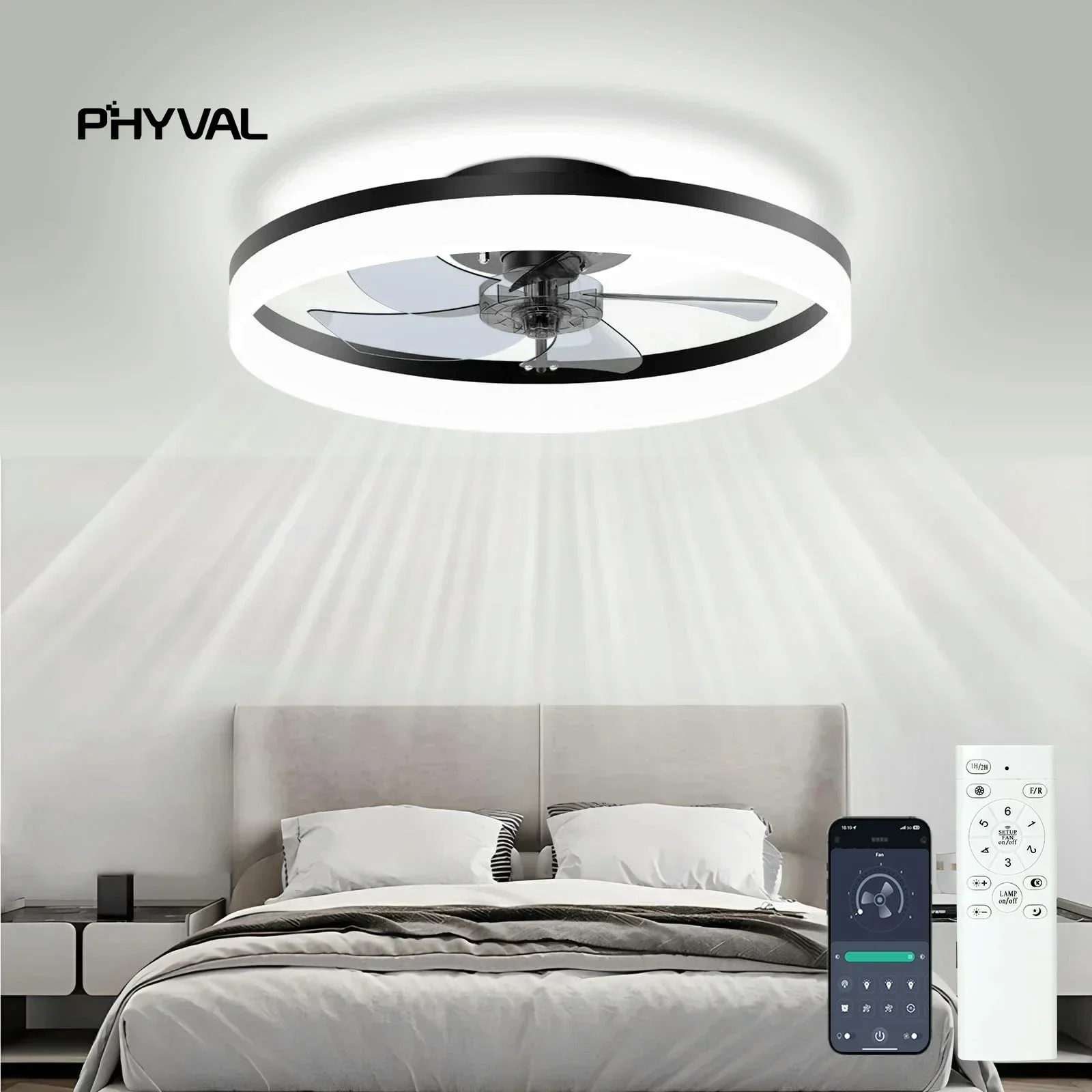 

Nordic Ceiling Fan Light Intelligent Remote Control 5 Blade Function Fan Ceiling Light For Bedroom Lobby Apartment Dining Room