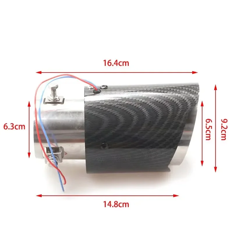 Steel Car Motorcycle Exhaust Tip With LED Luminous Carbon Fiber Strip Flame Glow Tail Pipe Modified Decorative Tailpipe