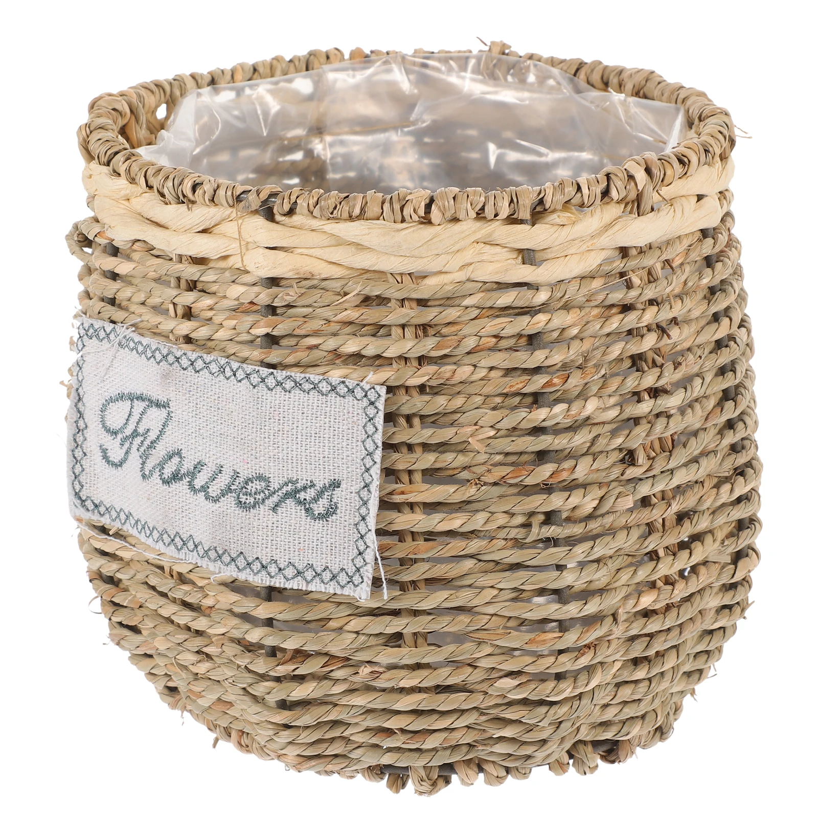 

1Pc EcoFriendly Straw Woven Basket Premium Succulent Pot Khaki Floral Arrangement For Home Decor