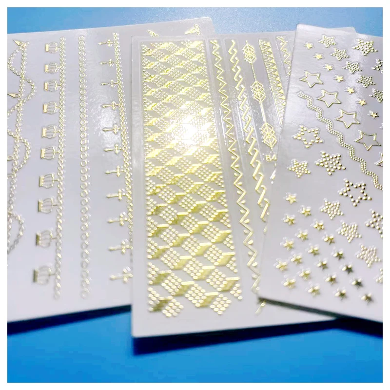 

1PCS Gold Dotted Line, Crown, Pentagram 3D Art Design nail Decal Decorative Slider Accessories Paste Nail Paste