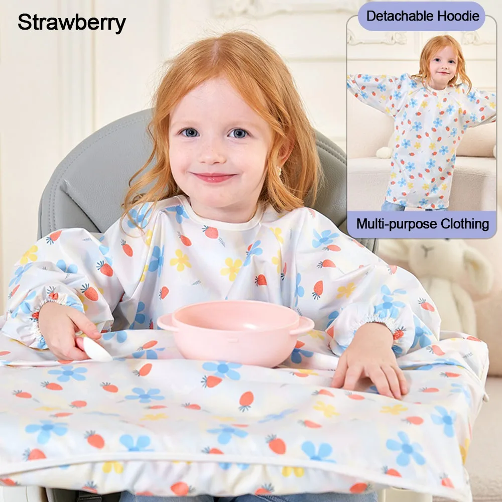

Cute Waterproof Long Sleeve Bib Breathable Easy to Clean Feeding Bib Reusable Mess-Proof Sleeved Bib for Baby Toddler