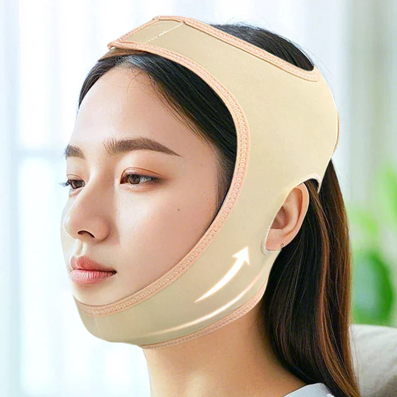 弾性フェイススリミングバンド Vラインフェイスシェイパー 女性用 あご頬リフトアップベルト フェイシャルマッサージストラップ フェイススキンケアツール 美容