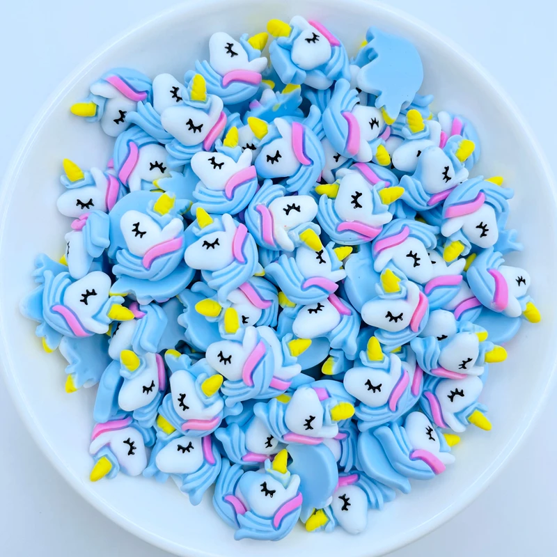 20 Pcs New Cute Mini Cartoon Blue Unicorn Flat Back Resin Cabochons Scrapbooking DIY Jewelry Craft Decoration Accessories H18