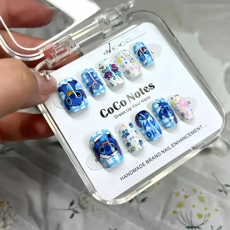 

Disney Stitch Fake Nails Cute Cartoon Angel Girl&Child Manicure Fashion Versatile Nail Decoration kawaii Nail Art Holiday Gifts