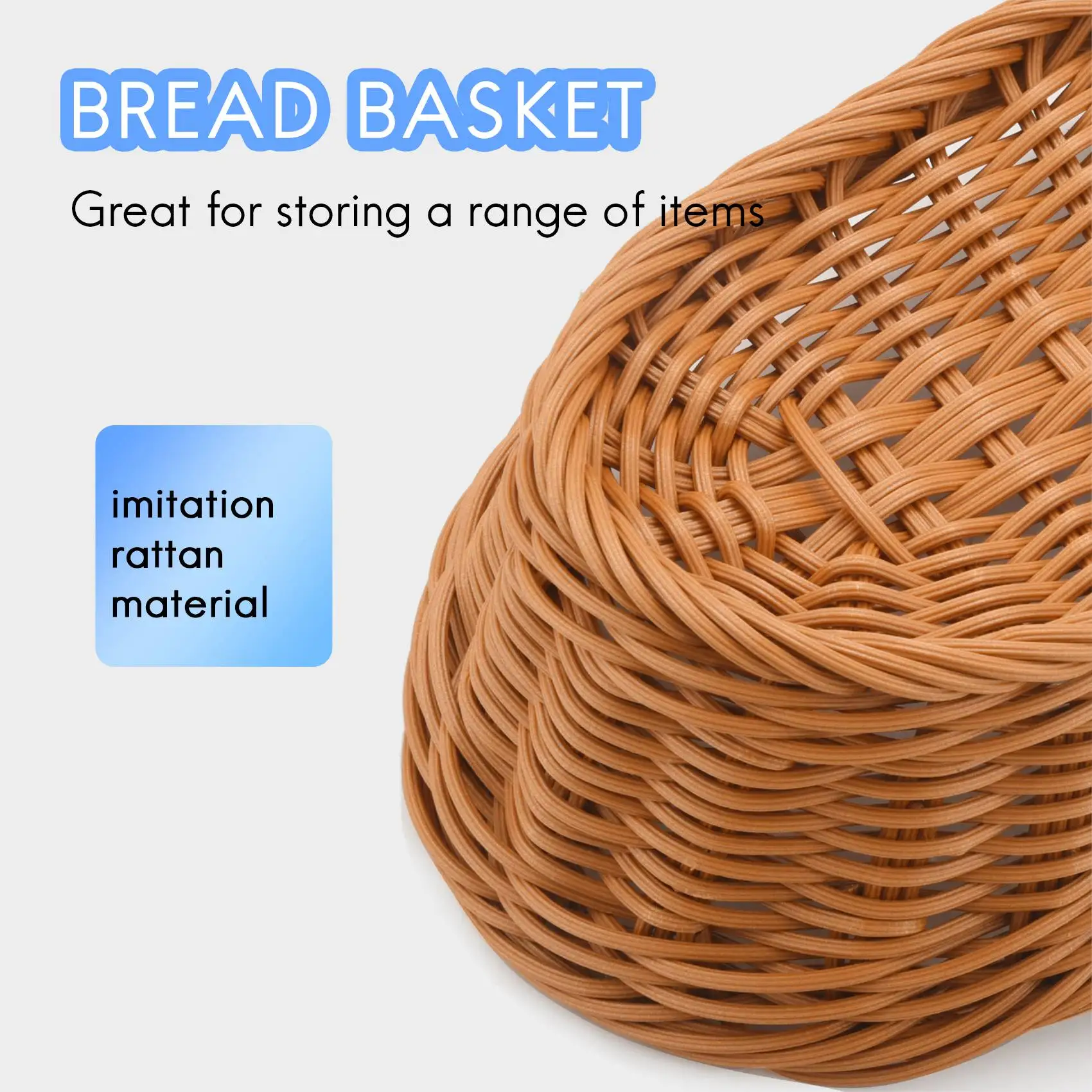 Oval Wicker Woven Bread Basket, 10.2Inch Storage Basket for Food Fruit Cosmetic Storage Tabletop and Bathroom