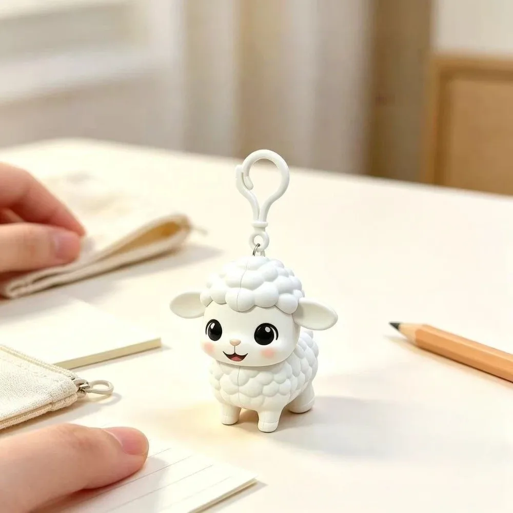 Kawaii Flying Sheep Keychain Cute Creative Stretchable Little Lamb Pendant Pull Cord Pull Rope Shaking Ears Pull String Keyring