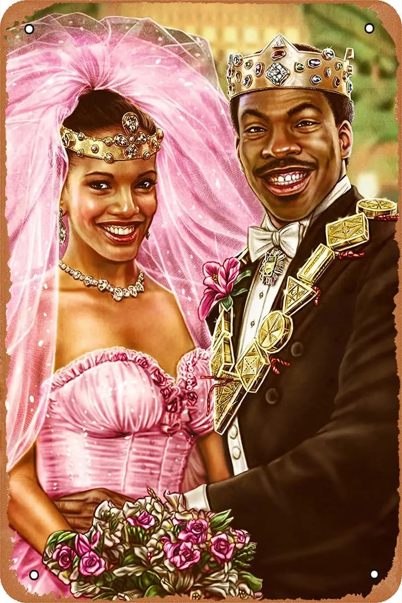 Coming to America Movie Poster Retro Metal Sign for Cafe Bar Man Cave Garage Home Wall Art Decor Gift Vintage Tin Sign 12 X sign