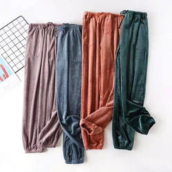 Pantalon chaud en velours épais pour homme et femme, vêtement de maison, pyjama en flanelle, nouvelle collection automne et hiver