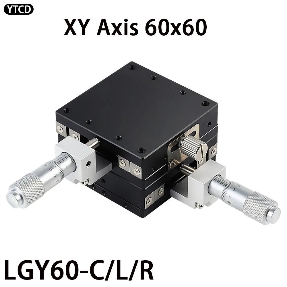 

XY Axis 60*60mm LGY-60C L R Replacement Linear Table Manual Sliding Table Ball Bearing Steel Roller Type Precision Micrometer