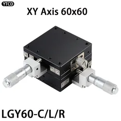 XY Axis 60*60mm LGY-60C L R Replacement Linear Table Manual Sliding Table Ball Bearing Steel Roller Type Precision Micrometer