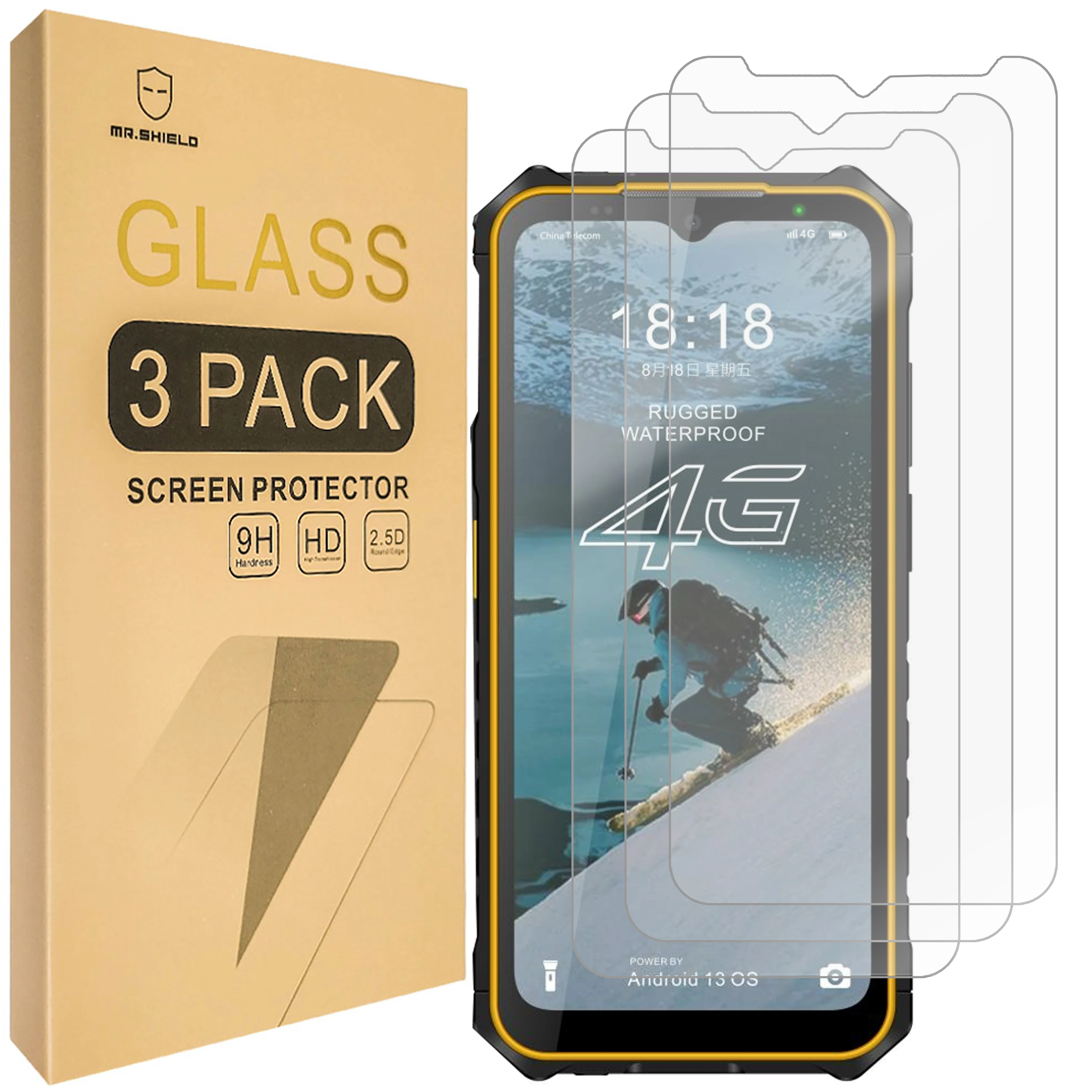 Mr.Shield [3-Pack] Screen Protector For Ulefone Armor X13 [Tempered Glass] [Japan Glass with 9H Hardness] Screen Protector