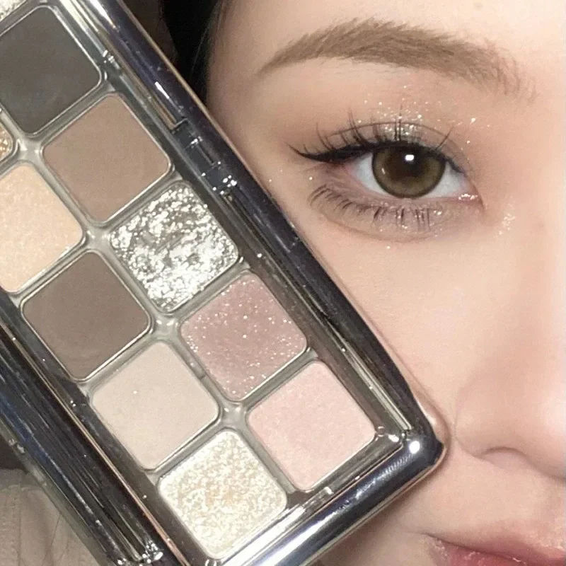 12 Colors Earthy Eyeshadow Palette Shimmering Pigment Long Lasting Waterproof Easy To Apply Natural Look for Daily Office Party