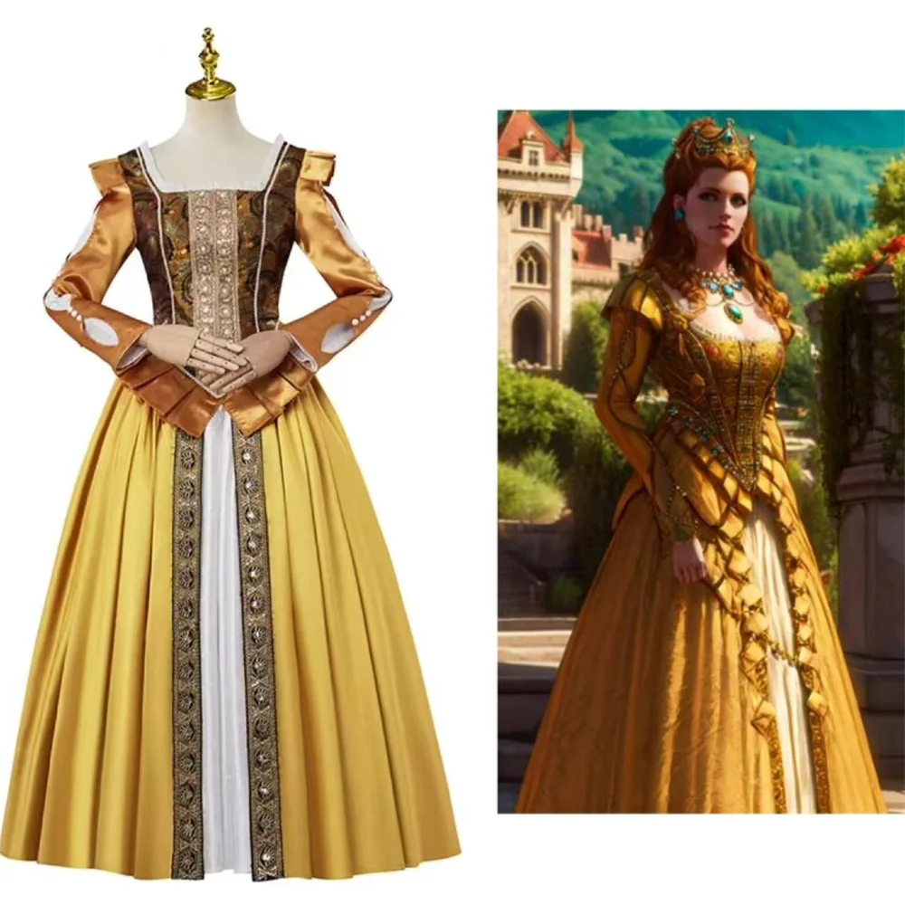 

Game Anna Henrietta Cosplay Costume Yellow Princess Dress Halloween Carnival Outfit