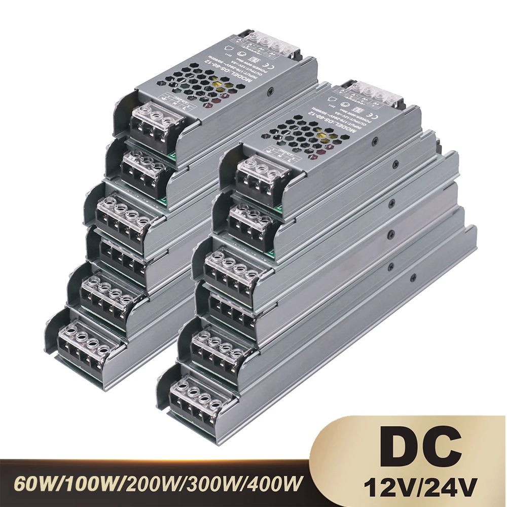 Voltage Converter Transformers AC 180-260V To DC 12 V 24V 60W 100W 200W 300W 400W LED Driver Power Supply For Led Strip