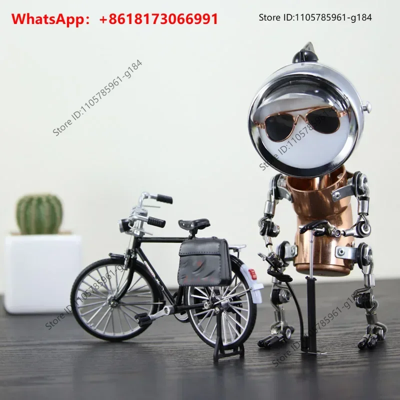 Creative Computer Desktop Atmosphere Light Postal Bike Robot Personalized Handmade Light Luxury Gift Giving