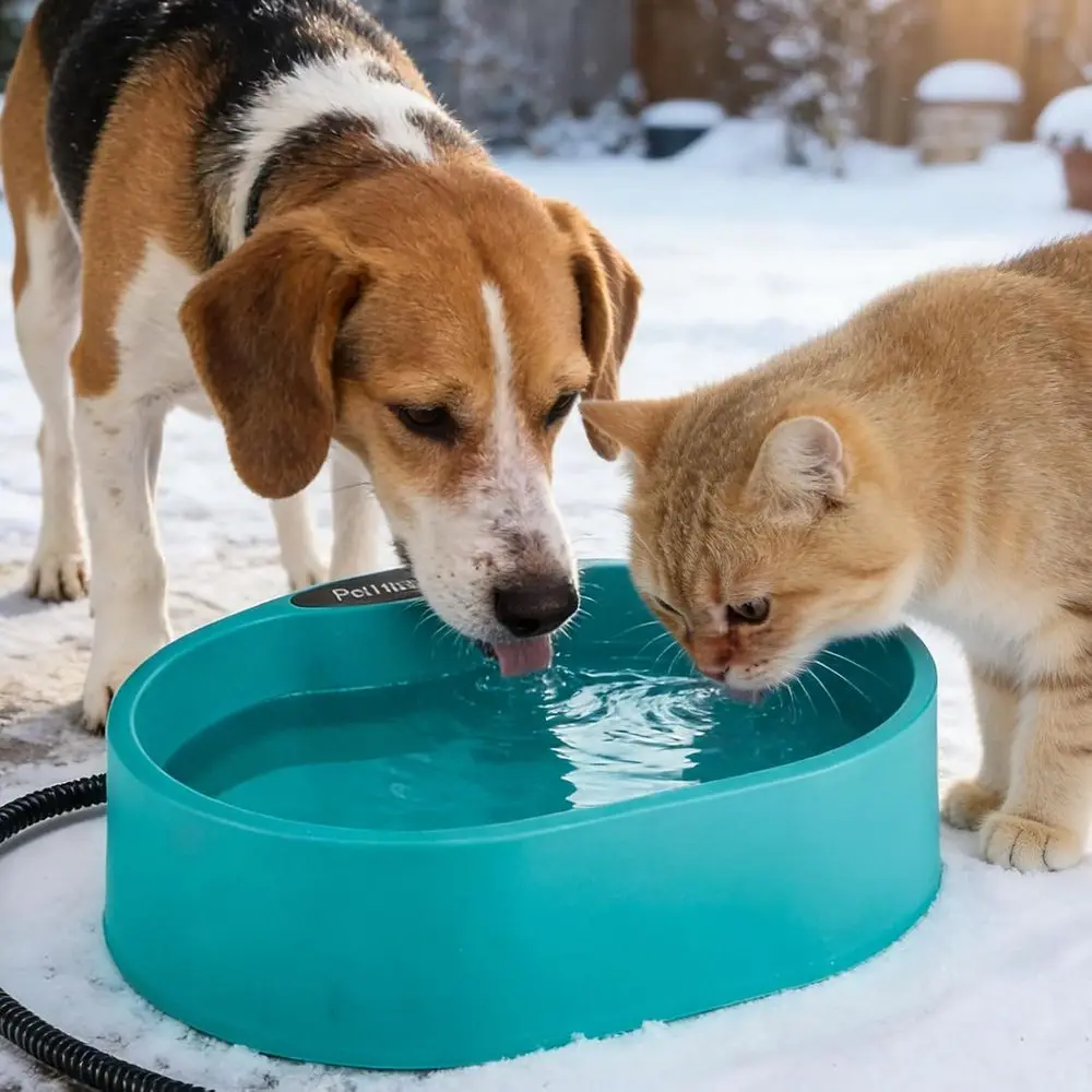 

Подогреваемая миска для воды 3,7 л для собак и кошек на улице - 30 Вт, с регулировкой температуры, с кабелем 6,6 м, устойчивым к укусам, для зимы, также для кур