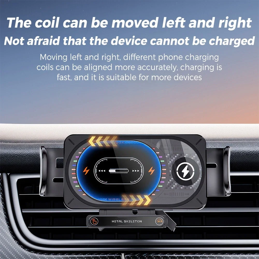 Fast Charging Phone Holder Adjustable Car Mount Phone Holder Wireless Charging Stand Colorful Wireless Car Charger For Car Long