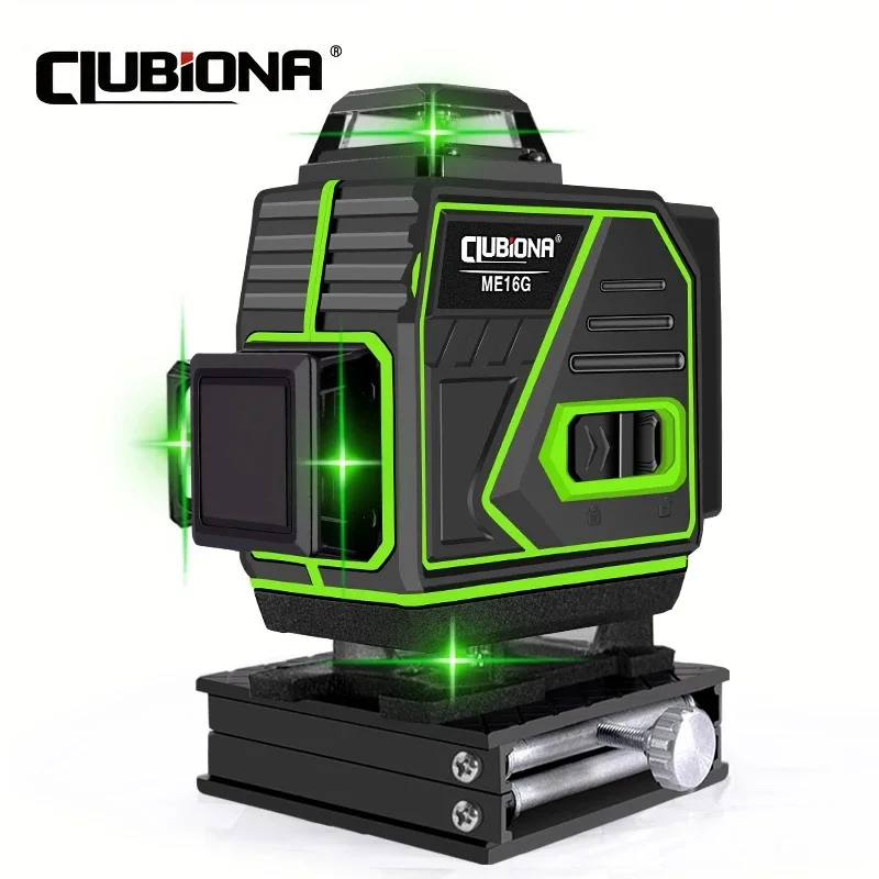 Clubiona 4D 16 Lines Professional Powerful Green Lines Laser Level with Remote Control and Pulse Mode