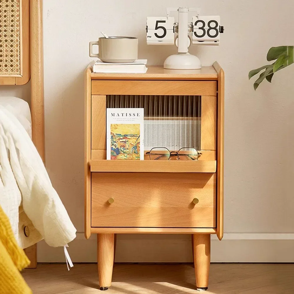 Modern Small Bedside Table Storage Box Wood Organizers Simple Rustic Bedside Table Vintage Design Comodino Interior Decorations