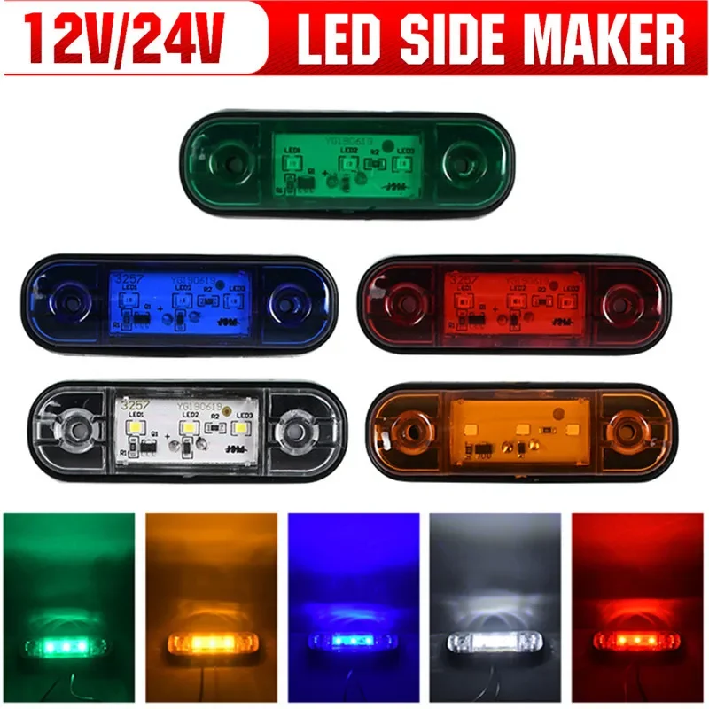 

1pc 12V-24V 3LED Side Marker Light Car External Light Warning Tail Clearance Light Signal Brake Lamp for Truck Lorry Bus Trailer