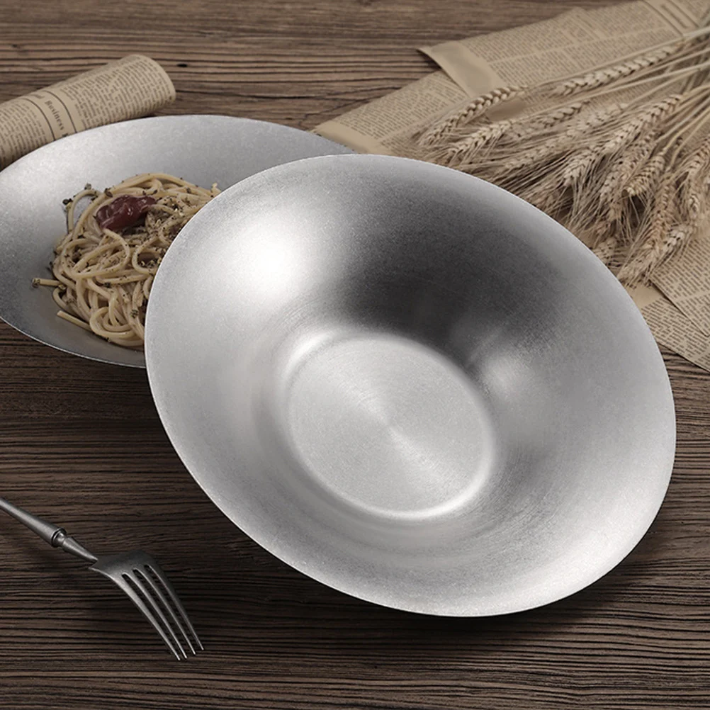 

Stainless Steel Pasta Bowl 27cm Large Capacity Metal Mixing Plate Salad Food Bowl Kitchen Essential Multipurpose