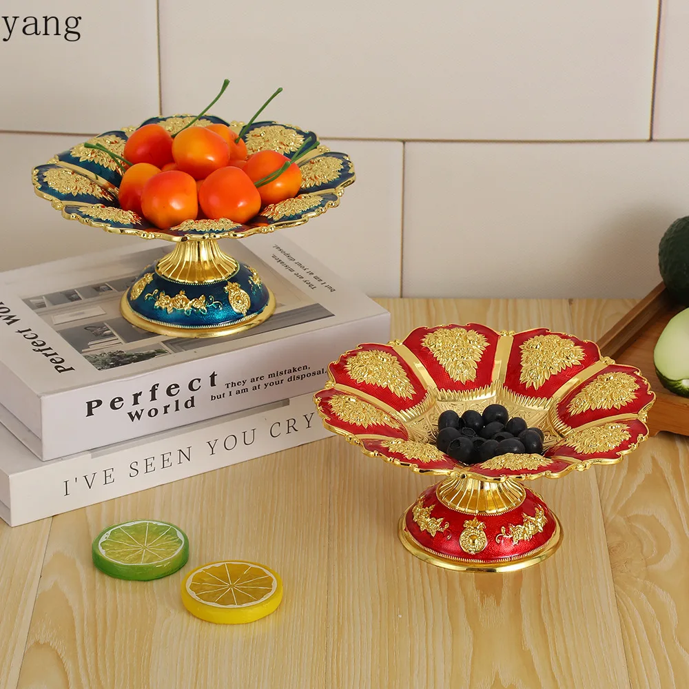 CX fashion light luxury bright gold small fruit plate, home living room hotel decorative small fruit plate
