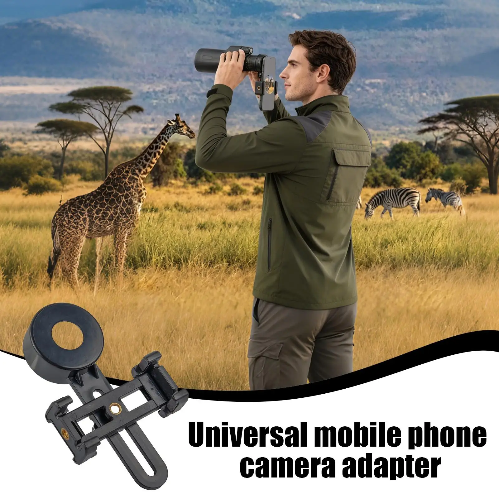 Telescope Phone Mount Monoculars Digiscoping Tripod Phone Binocular Adapter for Bird Watching Cruise Hiking Backyard Nature