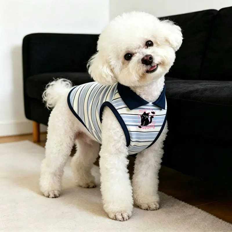 Summer cats and dogsPOLOStriped Collar Vest